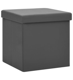 Tabouret de rangement pliable Gris PVC