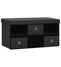 Banc de rangement pliable Noir 76x38x38 cm Faux lin