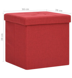 Tabouret de rangement pliable Rouge bordeaux Faux lin