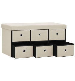 Banc de rangement pliable Blanc crème 76x38x38 cm Faux lin