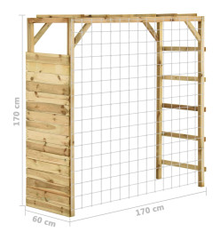 Cadre d'escalade avec but de football 170x60x170cm Pin imprégné