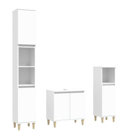 Ensemble de meubles salle de bain 3 pcs blanc bois d'ingénierie