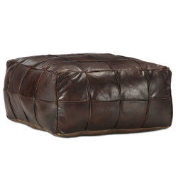 Pouf 60 x 60 x 30 cm Marron foncé Cuir véritable de chèvre