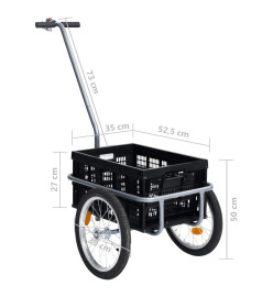 Remorque de vélo avec boîte de transport pliable 50L Noir 60 kg