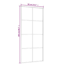 Porte coulissante Verre ESG dépoli et aluminium 90x205 cm Blanc