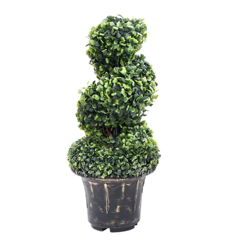 Plante de buis artificiel en spirale avec pot Vert 59 cm