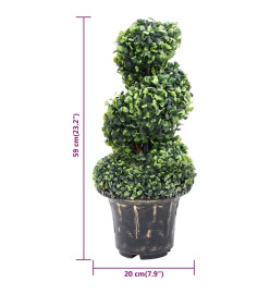 Plante de buis artificiel en spirale avec pot Vert 59 cm