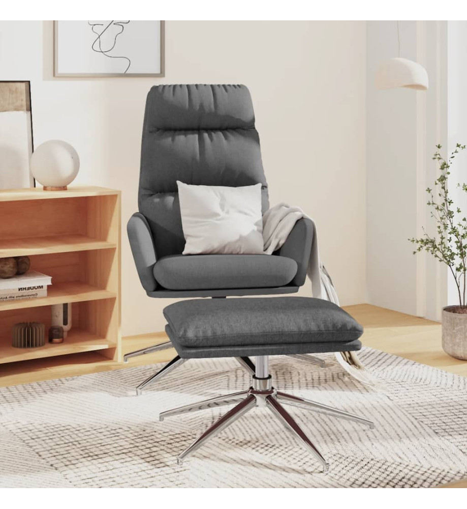 Chaise de relaxation avec tabouret Gris clair Tissu