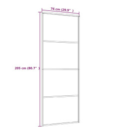 Porte coulissante Verre ESG dépoli et aluminium 76x205 cm Blanc