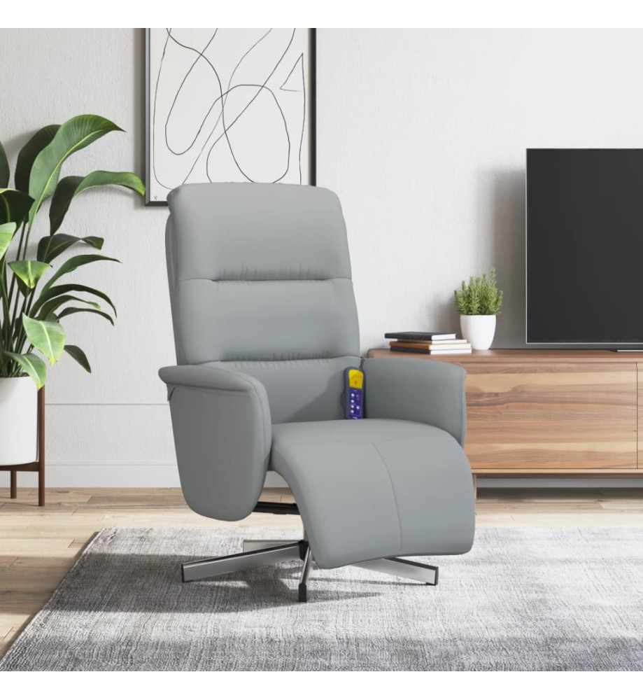 Fauteuil inclinable de massage et repose-pieds gris clair tissu