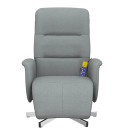 Fauteuil inclinable de massage et repose-pieds gris clair tissu