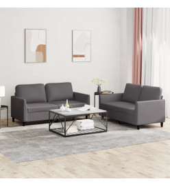 Ensemble de canapés 2 pcs avec coussins Gris Similicuir