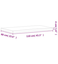 Dessus de bureau 110x(55-60)x4 cm bois massif de hêtre