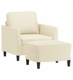 Fauteuil avec repose-pied Crème 60 cm Similicuir