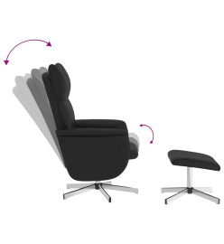 Fauteuil inclinable avec repose-pied noir similicuir