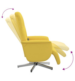 Fauteuil inclinable de massage repose-pieds jaune clair tissu