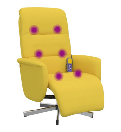 Fauteuil inclinable de massage repose-pieds jaune clair tissu