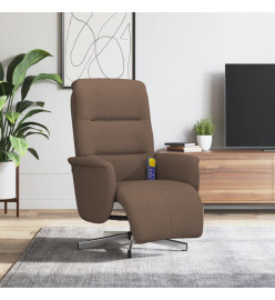 Fauteuil inclinable de massage avec repose-pieds marron tissu