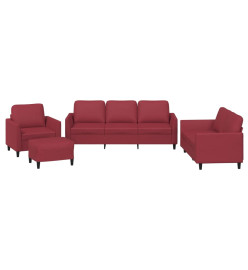 Ensemble de canapés 4 pcs et coussins Rouge bordeaux Similicuir