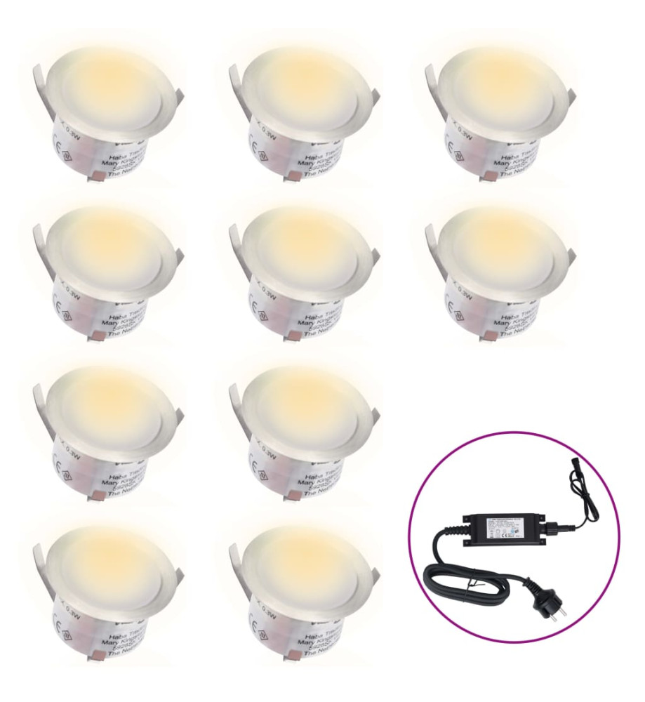 Lampes de sol à LED 10 pcs blanc chaud