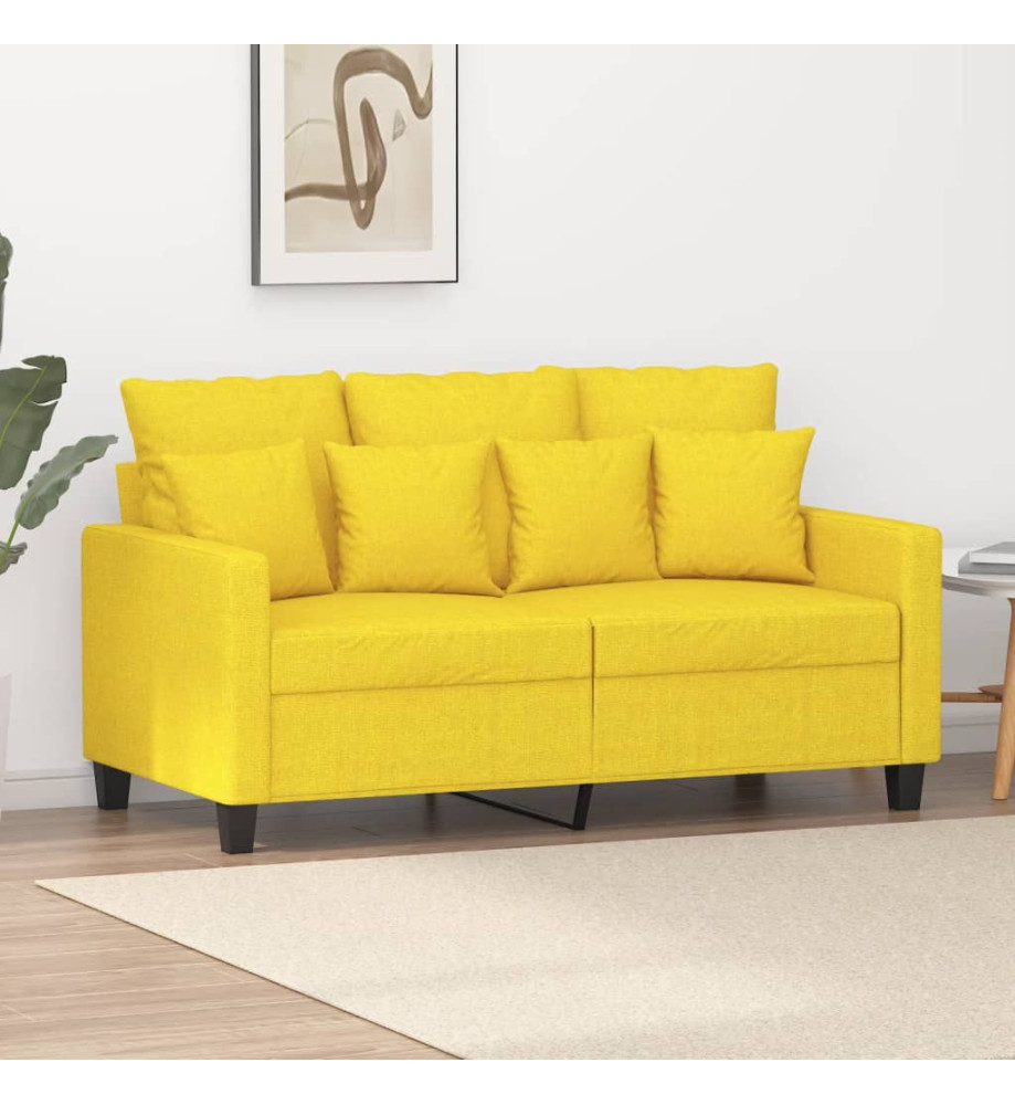 Canapé à 2 places Jaune clair 120 cm Tissu