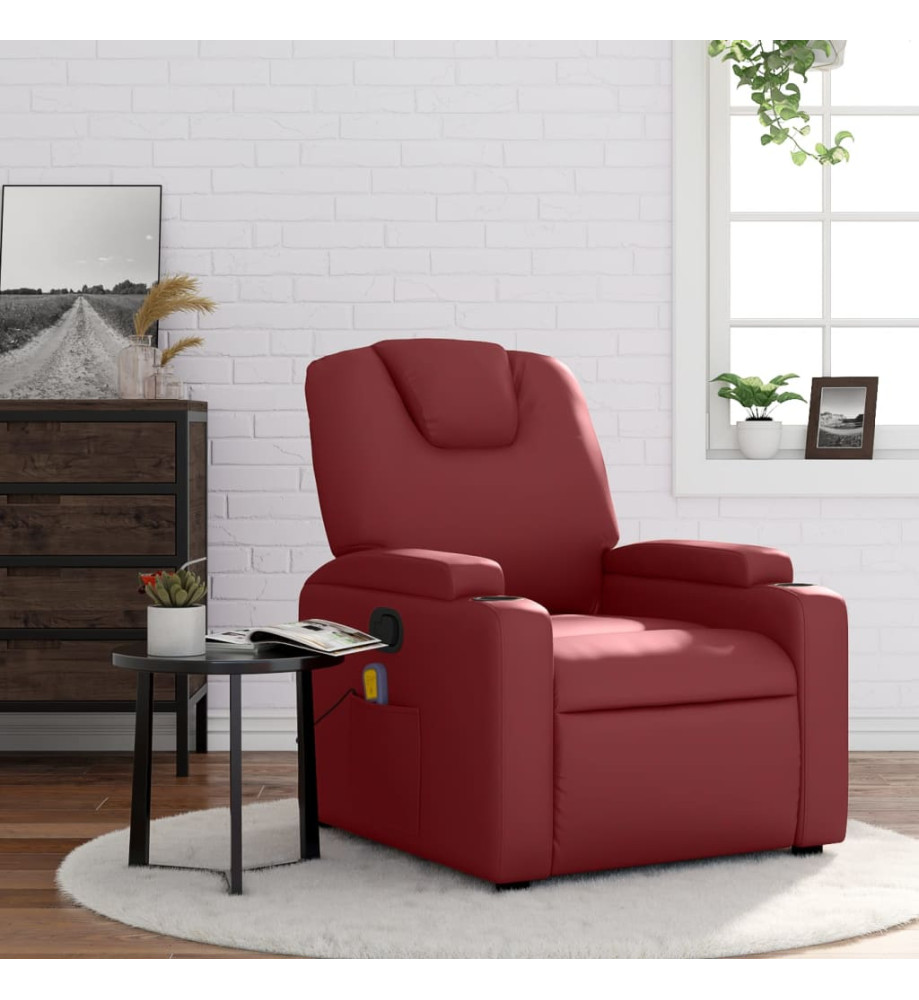 Fauteuil de massage inclinable Rouge bordeaux Similicuir