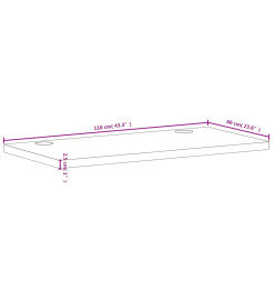 Dessus de bureau 110x60x2,5 cm bois massif de hêtre