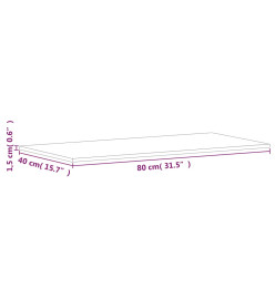 Dessus de table 80x40x1,5 cm rectangulaire bois massif de hêtre