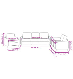 Ensemble de canapés 3 pcs avec coussins Noir Similicuir