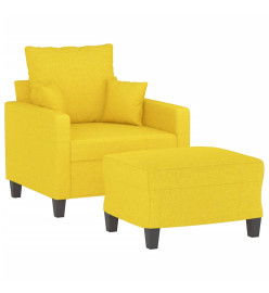 Fauteuil avec repose-pied Jaune clair 60 cm Tissu