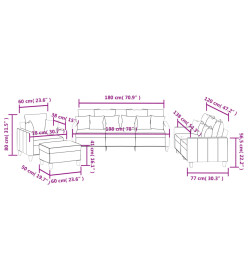 Ensemble de canapés 4 pcs avec coussins jaune clair tissu