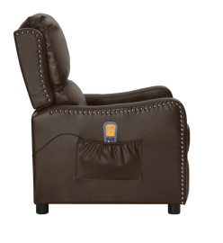 Fauteuil de massage marron similicuir brillant