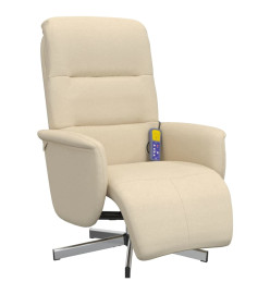 Fauteuil inclinable de massage avec repose-pieds crème tissu