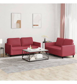 Ensemble de canapés 2 pcs et coussins Rouge bordeaux Similicuir