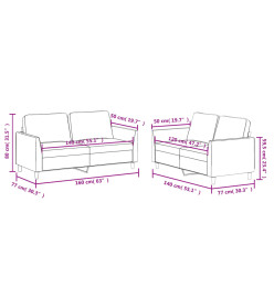 Ensemble de canapés 2 pcs avec coussins Crème Similicuir