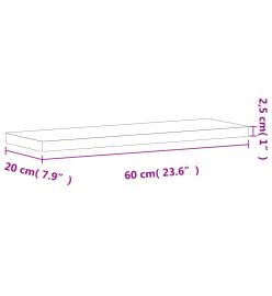 Étagère murale 60x20x2,5 cm bois massif de hêtre