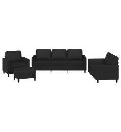 Ensemble de canapés 4 pcs avec coussins Noir Similicuir