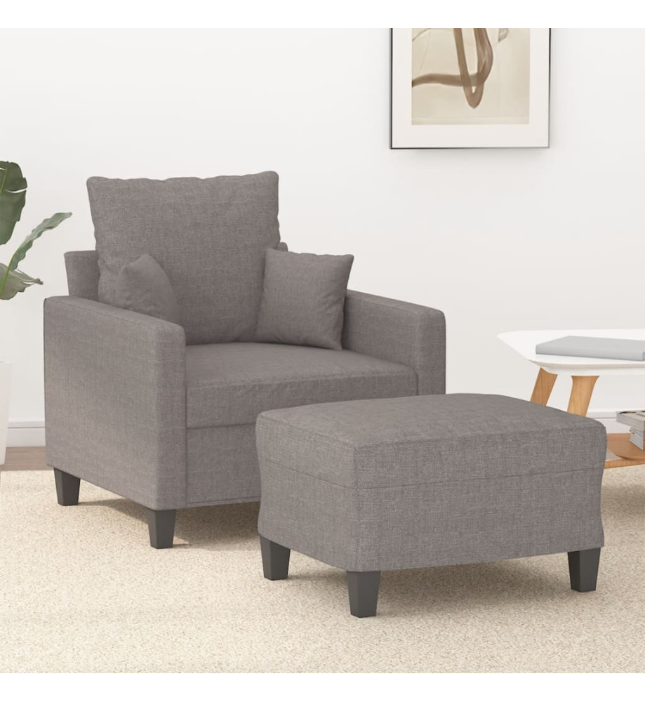 Fauteuil avec repose-pied Taupe 60 cm Tissu