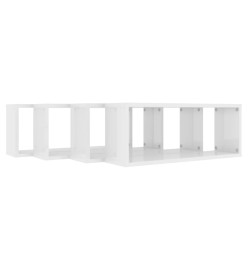 Étagères cube murales 4 pcs Blanc brillant 60x15x23cm Aggloméré