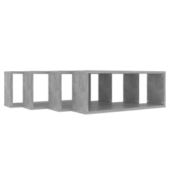 Étagères cube murales 4 pcs Gris béton 60x15x23 cm Aggloméré