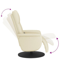 Fauteuil inclinable de massage et repose-pieds crème similicuir