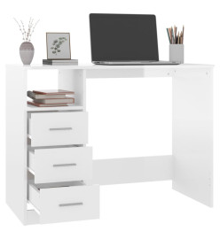 Bureau et tiroirs Blanc brillant 102x50x76 cm Bois d'ingénierie