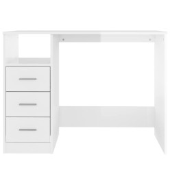 Bureau et tiroirs Blanc brillant 102x50x76 cm Bois d'ingénierie