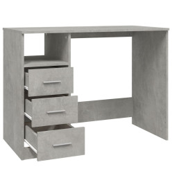 Bureau avec tiroirs Gris béton 102x50x76 cm Bois d'ingénierie