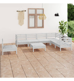 Salon de jardin 8 pcs Bois de pin massif Blanc
