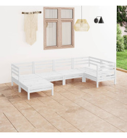 Salon de jardin 6 pcs Bois de pin massif Blanc