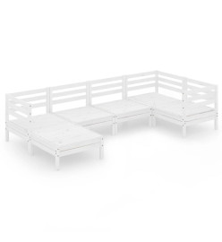 Salon de jardin 6 pcs Bois de pin massif Blanc