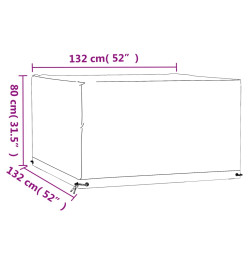 Housses de salon de jardin 2 pcs 8 œillets 132x132x80 cm carré