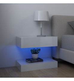 Table de chevet Blanc brillant 60x35 cm Aggloméré
