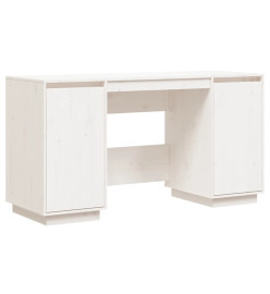 Bureau blanc 140x50x75 cm bois massif de pin